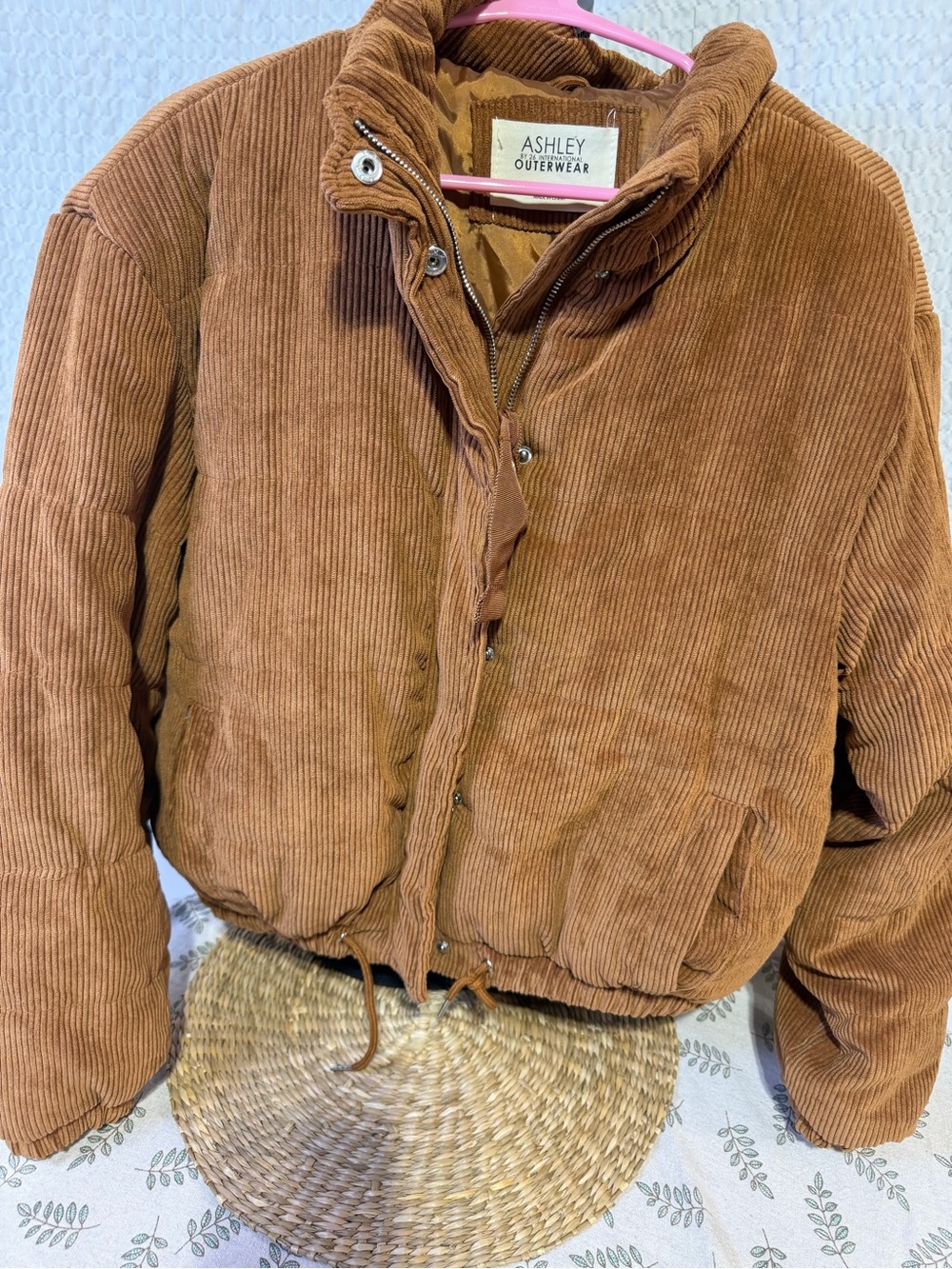 Ashley Outerwear Women's Corduroy Bomber Jacket - Caramel Brown